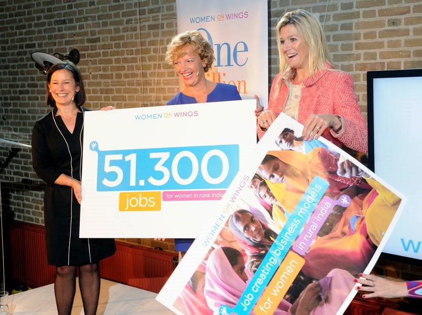 Women on Wings co-founders Ellen Tacoma and Maria van der Heijden with Princess Maxima