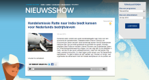 Radio interview about participation in Trade Mission to India headed by Rutte