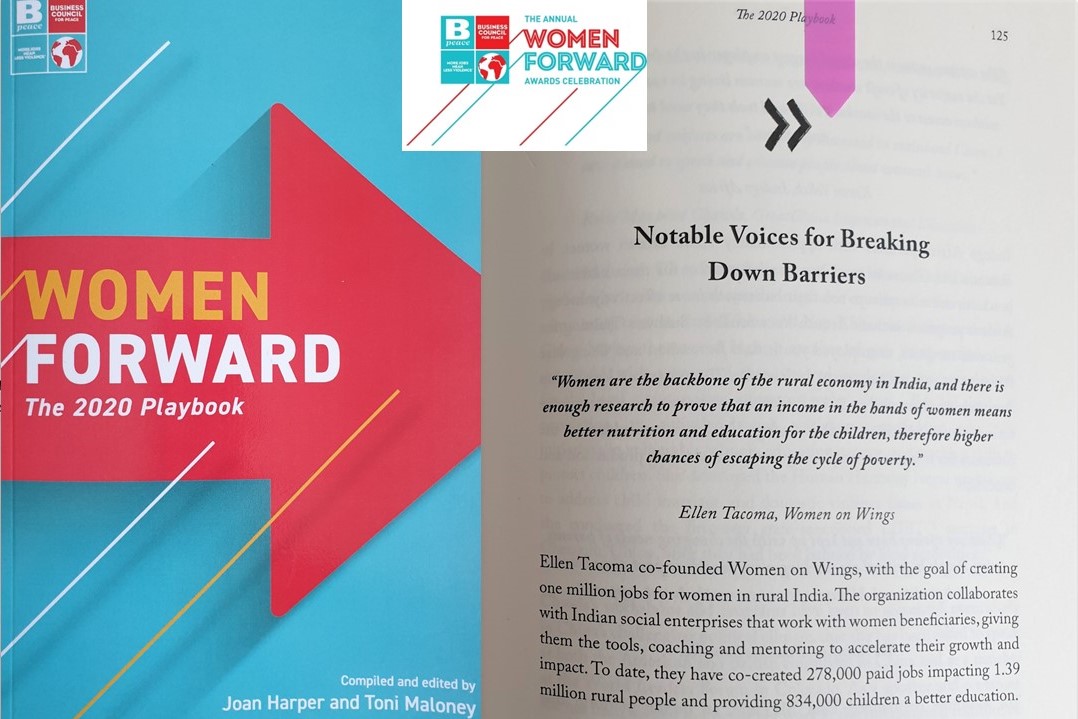 Women on Wings’ co-founder Ellen Tacoma in BPeace Women Forward 2020 playbook